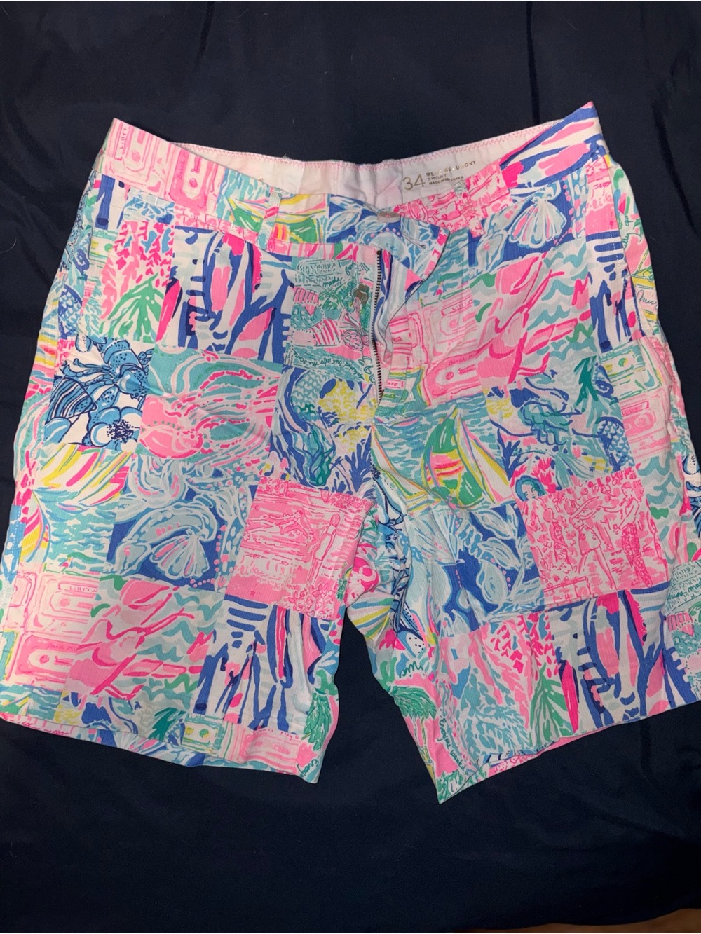Lilly Pulitzer Multicolor Patchwork Print Men’s Shorts - Pink, Blue, Green
